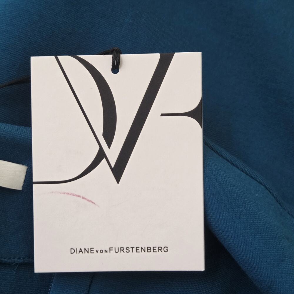 DVF DIane Von Furstenberg Womens SZ 6 Teal Blue Saturn Stretch Jersey Dress NWT - Picture 9 of 10
